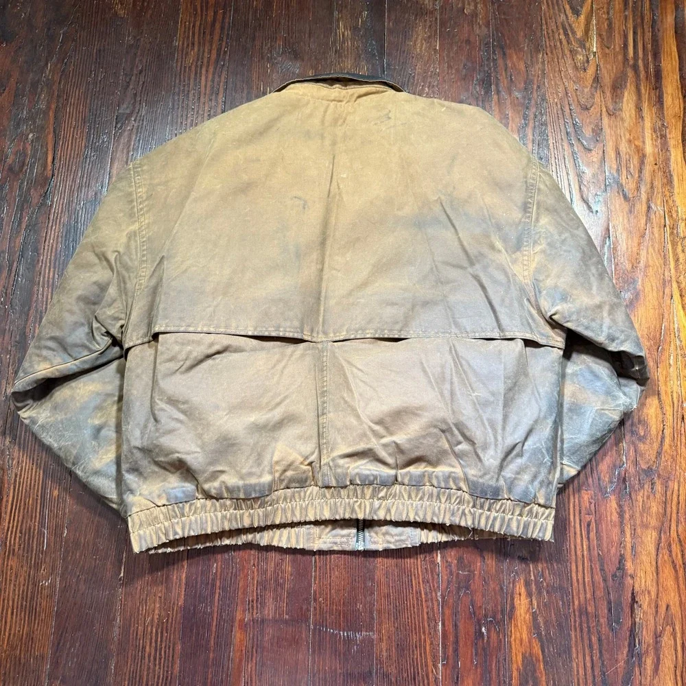 Vintage Holloway Jacket Mens‎ L Brown Tin Cloth Waxed Canvas Lined MADE IN USA